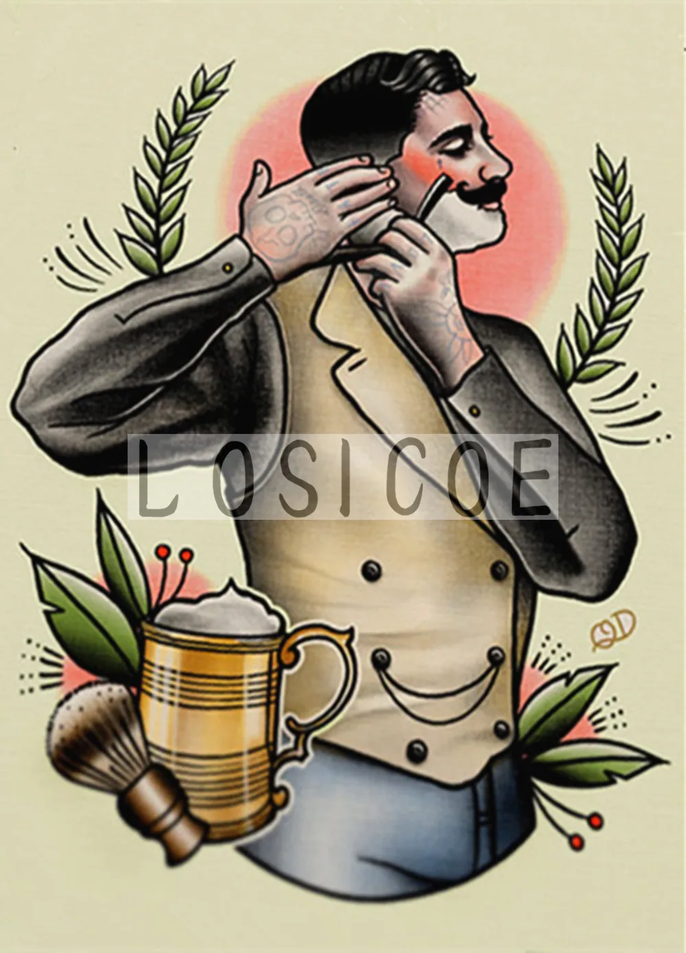 Винтажные плакаты с узором и татуировками для парикмахеров крафт-бумага картина