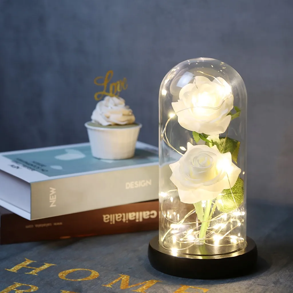 Романтический стеклянный светильник Роза Свадебный домашний декор подарок