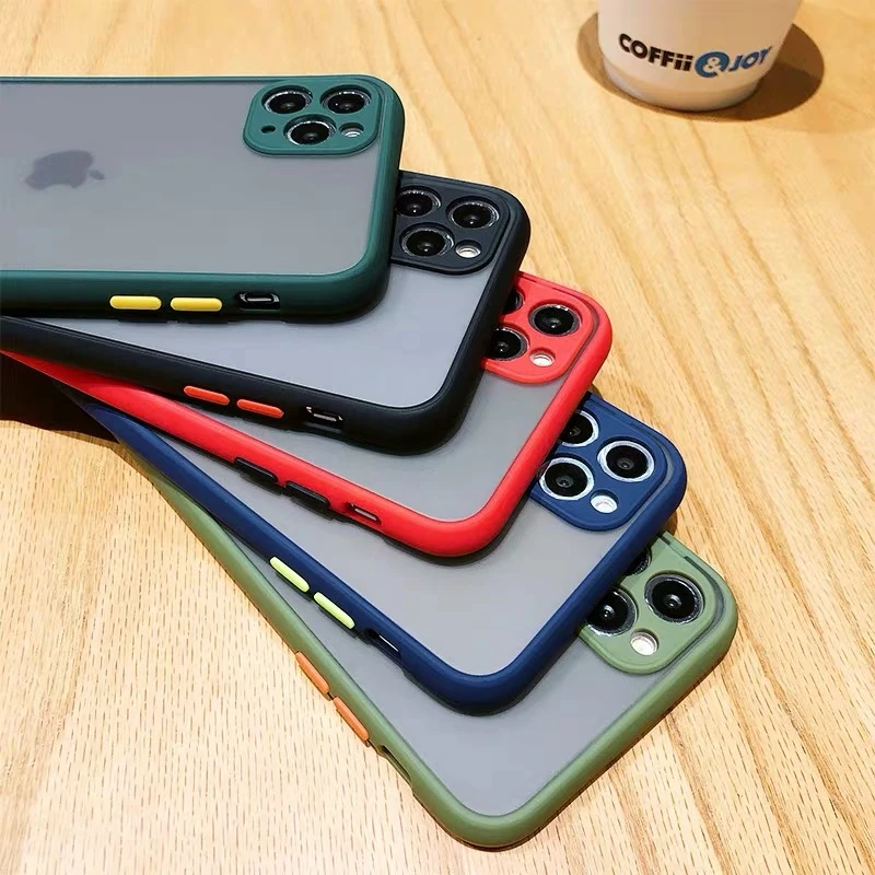 Стильный хит цвет матовое покрытие защита Гибридный чехол для чехла iPhone 12 11 Pro Max SE