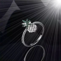2020 new arrival unique cute pineapple rings double silver colors rings for women girls party gift jewelry finger knuckle rings