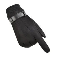 mens suede touchscreen gloves autumn winter warm outdoor cycling male sports skin friendly thick fleece soft windproof gloves