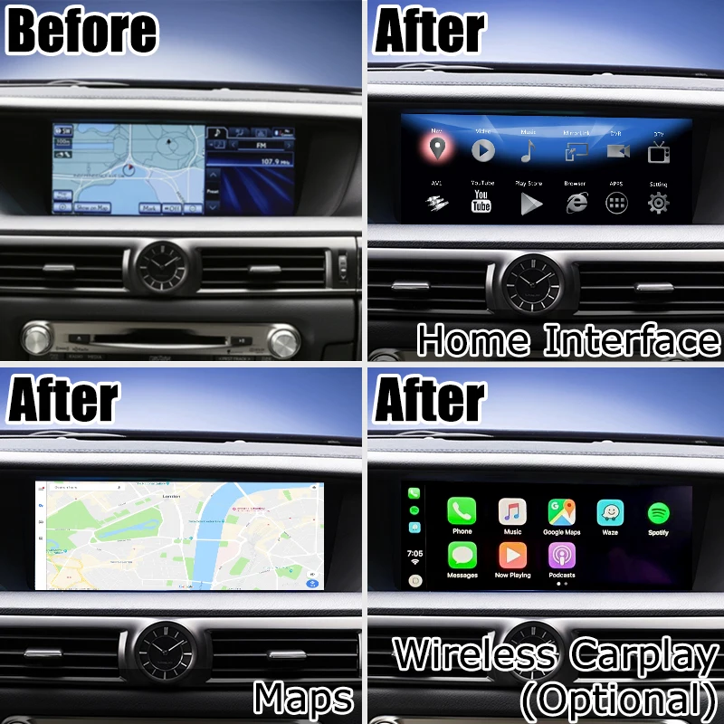 Android/carplay интерфейс коробка для Lexus GS 2012- 12,3 видео интерфейс с управлением мыши GS200t GS300 GS450h GS350 GS300h