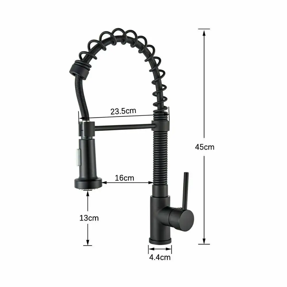 

Vidric Matte Black Pull Down Kitchen Spring Faucet Single Level Mixer Tap 360 Rotation 2-way Pull Out Spray Kitchen Faucet