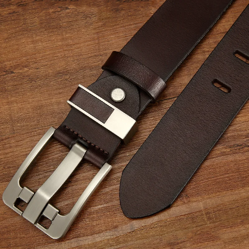 

New Style Men's Belt Pin Buckle Cowhide Leather Belt Retro Casual Designer Belts Men