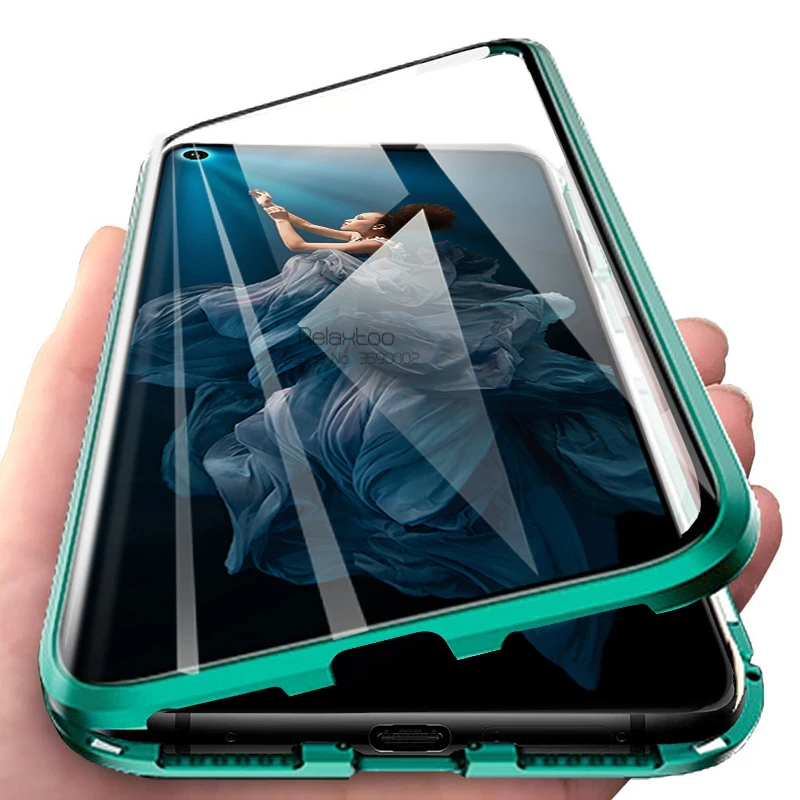 Магнитный чехол для телефона huawei honor 20 pro с двухсторонним закаленным стеклом xonor