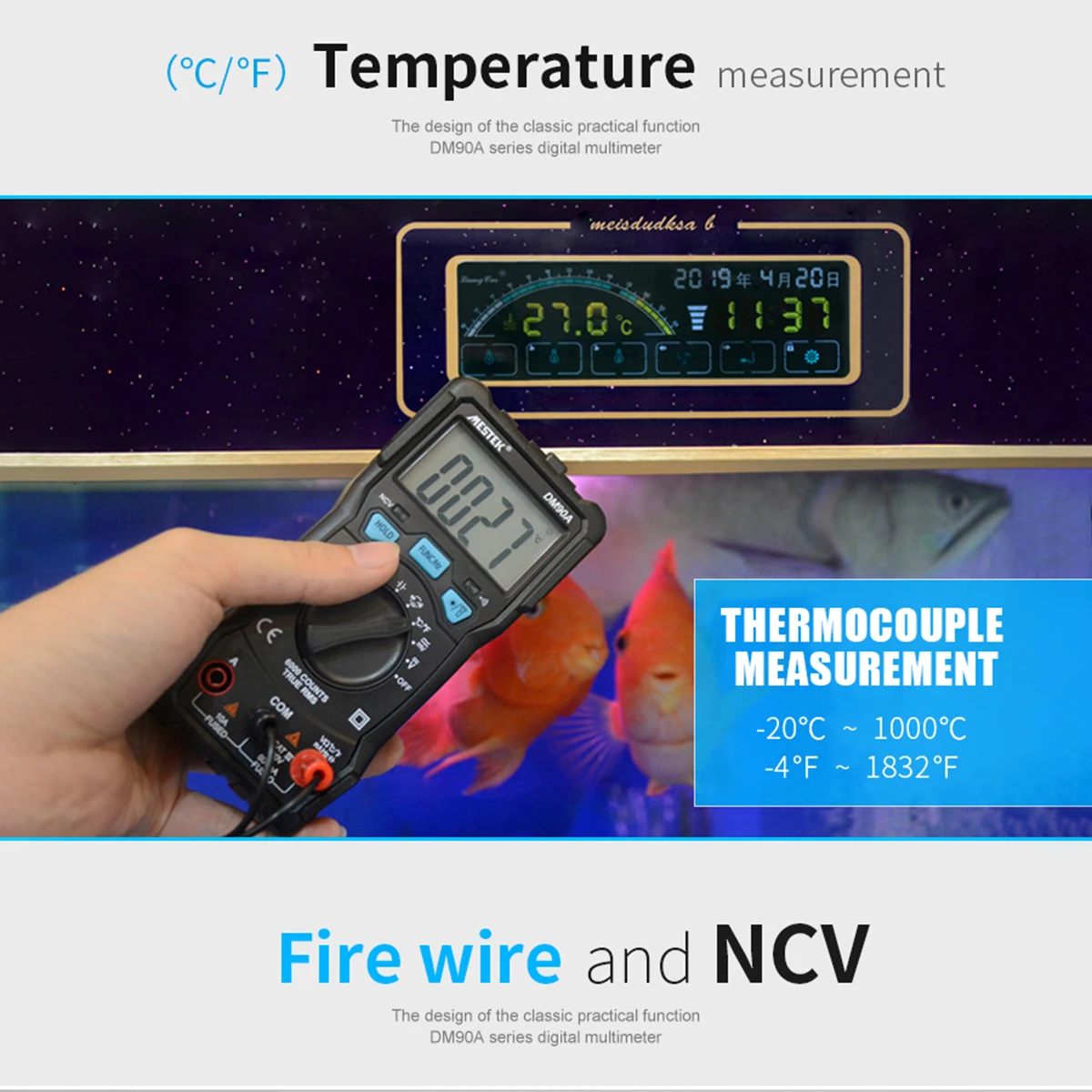 MESTEK DM90A 6000 отсчетов True RMS LCD Цифровой мультиметр DC/AC напряжение/ток Измеритель