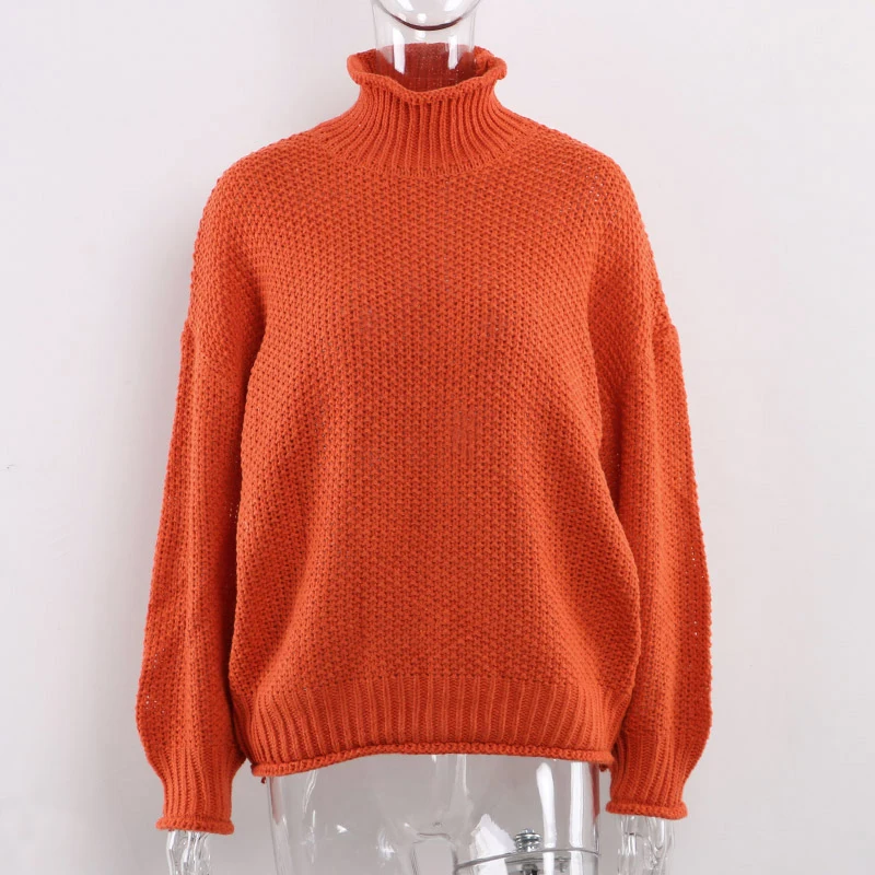 

Oversized Knitted Dress Sweater Autumn 2019 Solid Long Sleeve Casual Elegant Mini Warm Winter Turtleneck Dress Women