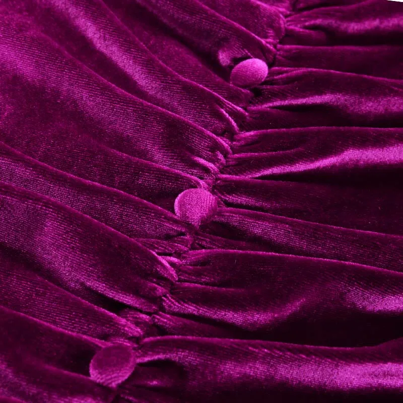

Vintage Women Velvet Mini dress Sexy V-neck Pleated Fashion Bodycon Dress 2019 Autumn Spring Puff sleeve Vestidos INKEO 9D015