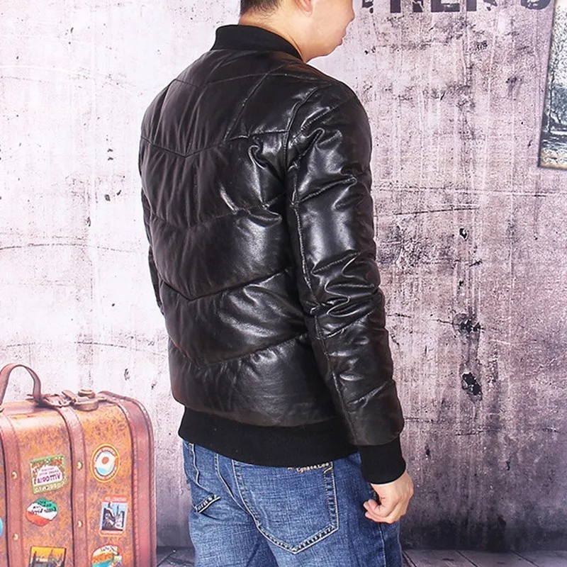 Мужская облегающая куртка-пилот на белом утином пуху роскошная куртка-бомбер из