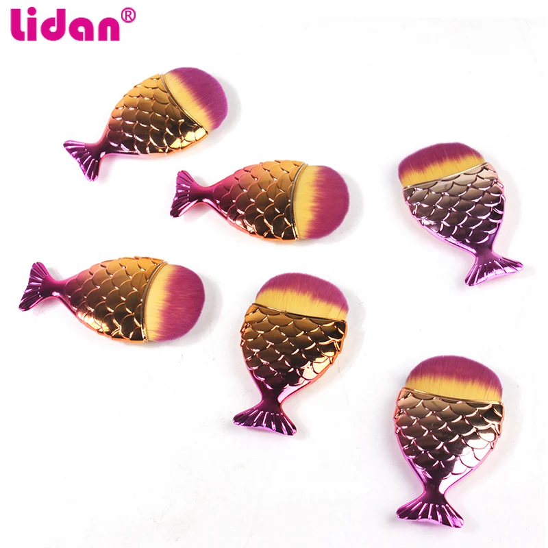 1 шт. кисти для макияжа в форме рыбьего хвоста пудра румяна косметические