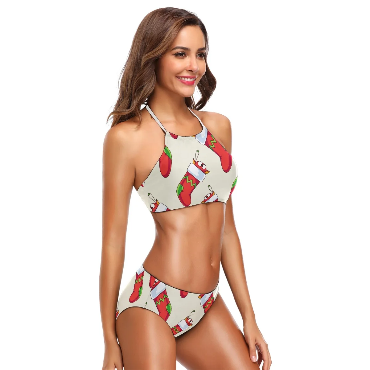 

Luren Bikini 2021 Sexy Christmas Split Bathing Push Up Swimwear Swiming Suit Thong Fashion Swimsuit Women