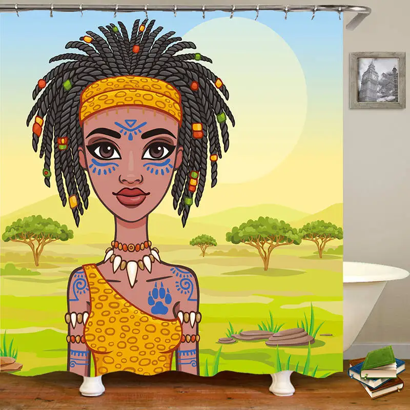 Ткань Steppe для Африканской девушки занавеска душа из полиэстера нескользящий