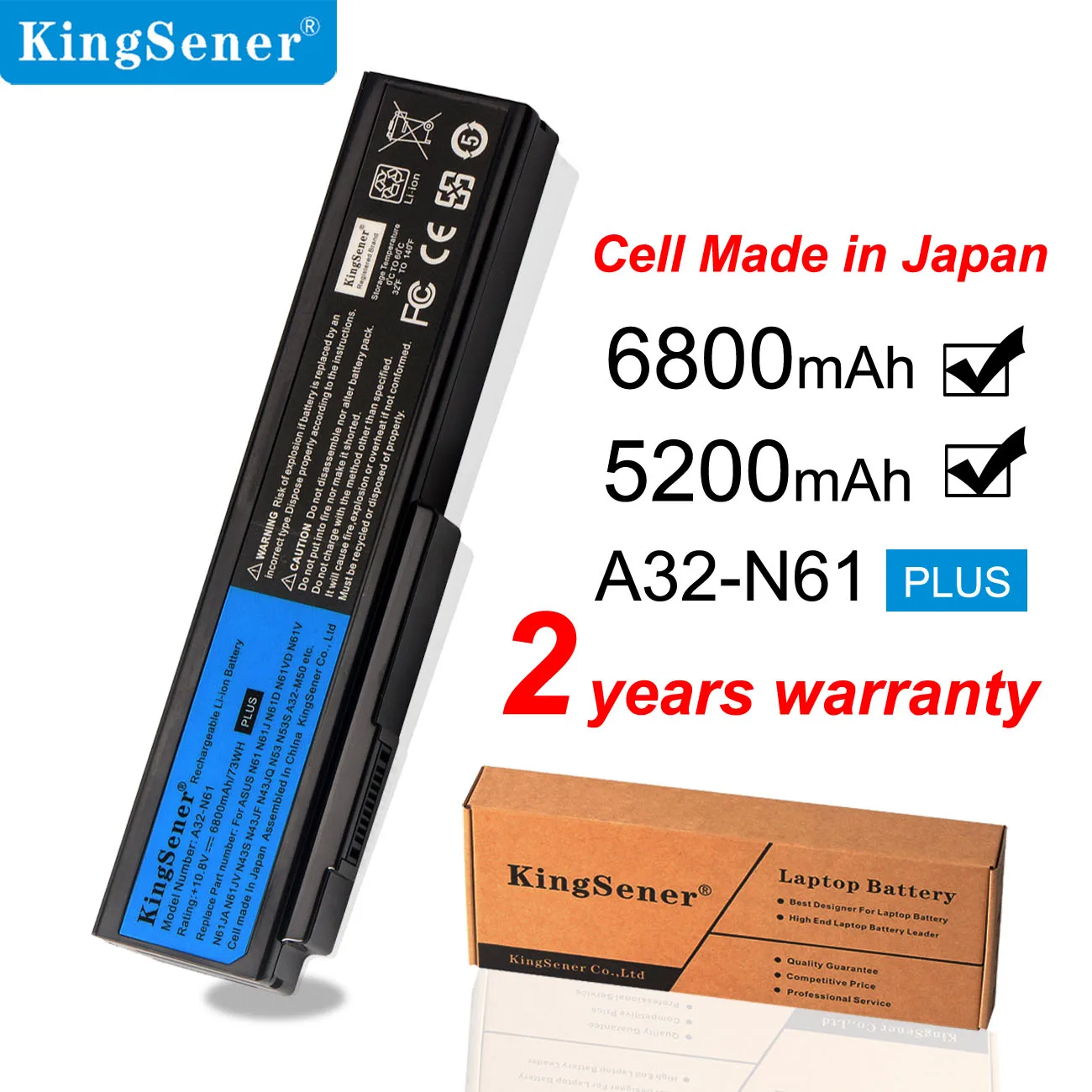 KingSener A32-N61 Аккумулятор для ноутбука ASUS N61 N61J N61D N61V N61VG N61JA N61JV M50s N43S N43JF N43JQ N53 N53S N53SV A32-M50