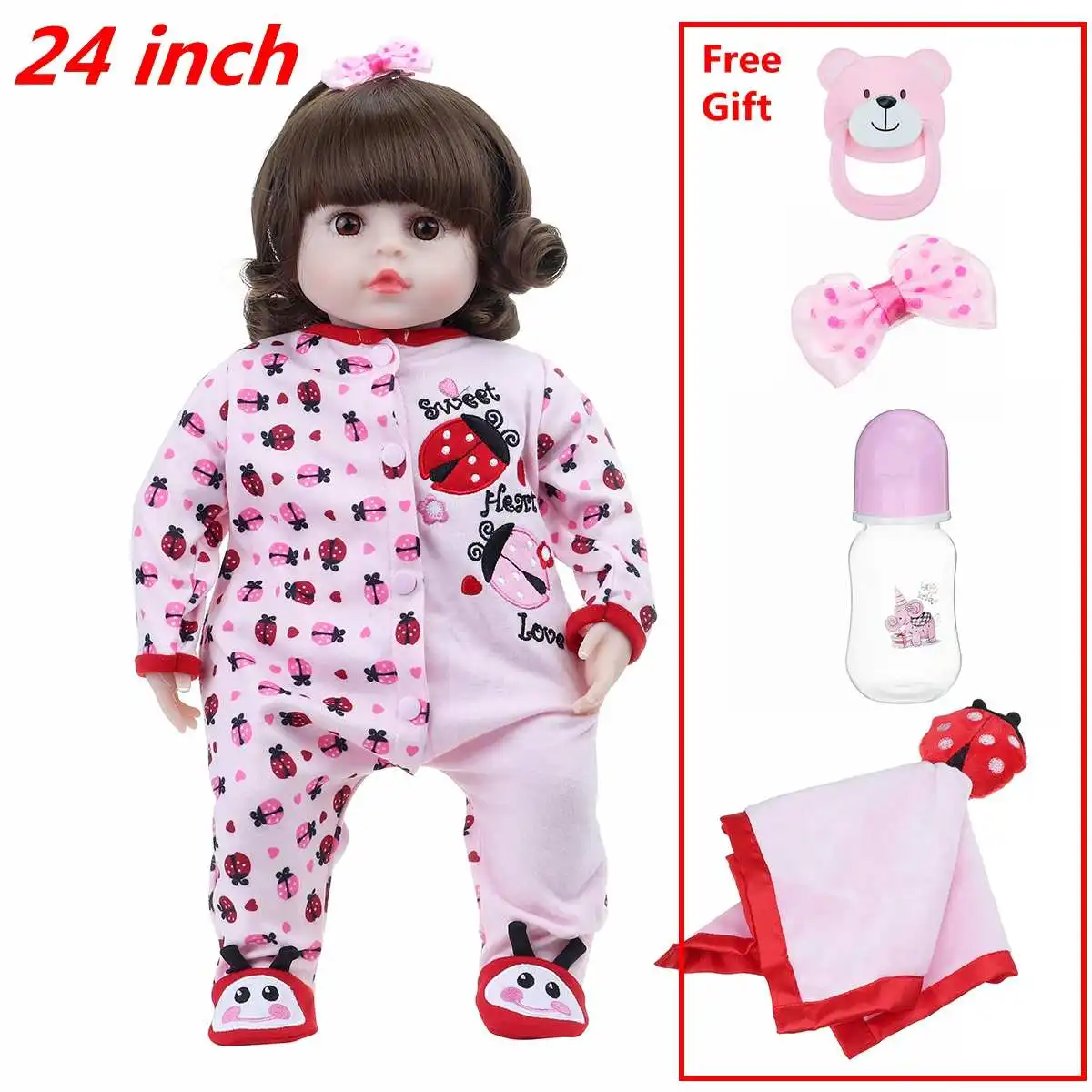 

48cm/60cm Realistic Baby Doll Toy Soft Silicone Vinyl Cloth Body Stuffed Reborn Baby Doll Toddler Birthday Christmas Gifts