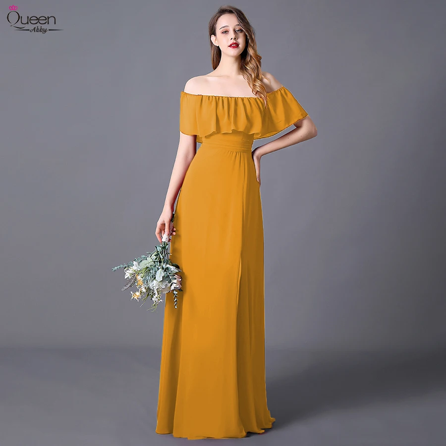 Вечерние платья больших размеров с разрезом спереди и длинными оборками