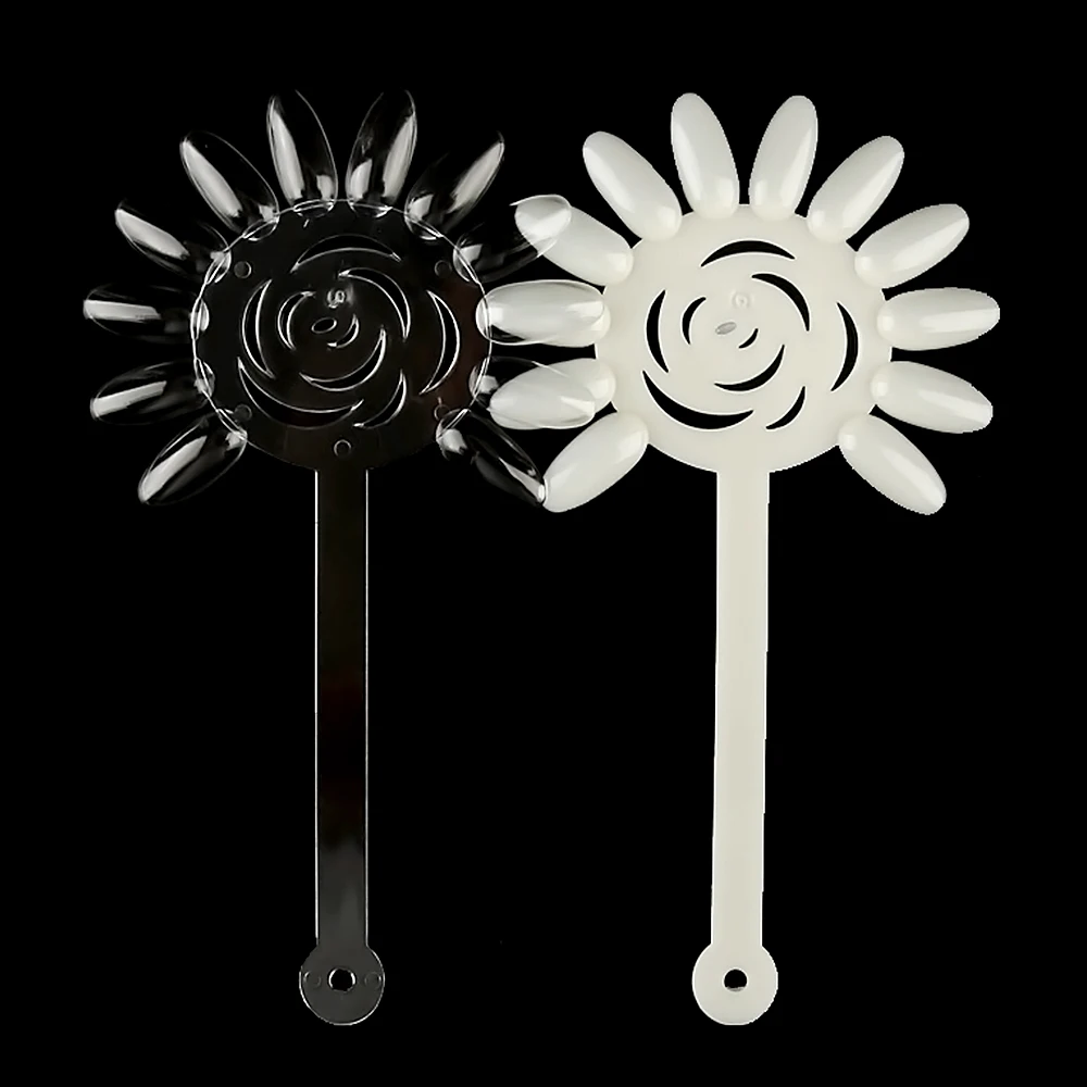 

ZINXIN 10Pcs Color Display Palette False Flowers Nails Art Polish UV Gel Practice Rosette Board Fan Ring Nail Stick Training