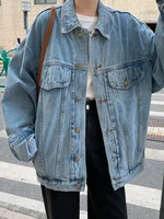 nic 2021 new autumn womens plus size denim jacket casual jean jackets loose long vintage streetwear outerwear female