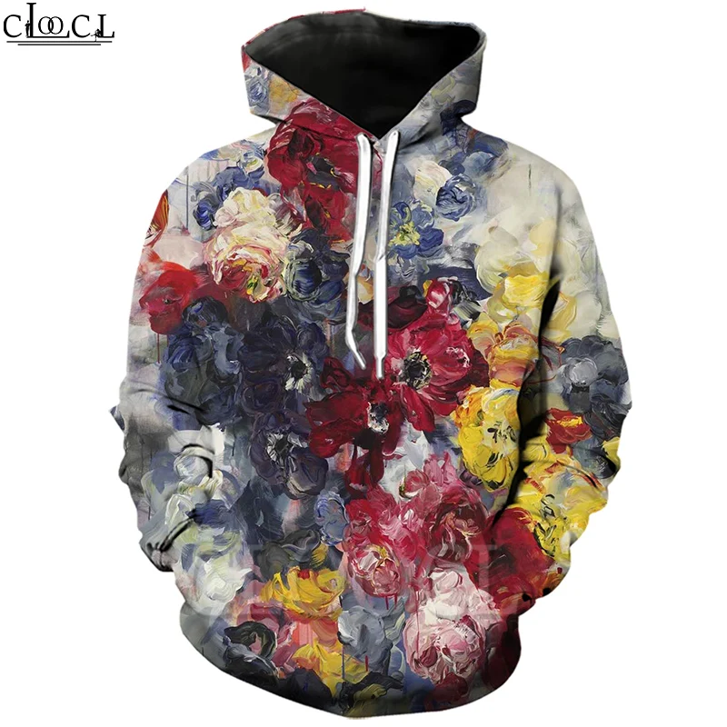 

Мужская и Женская толстовка в стиле Харадзюку CLOOCL, с цветными цветами и 3D принтом, Модный пуловер с капюшоном в стиле хип-хоп