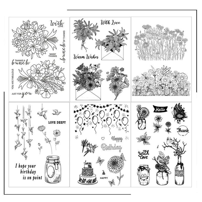 

Different Flowers Clear Stamps Scrapbooking Crafts Decorate Photo Album Embossing Cards Making Clear Stamps New