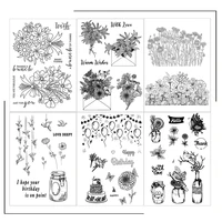 different flowers clear stamps scrapbooking crafts decorate photo album embossing cards making clear stamps new