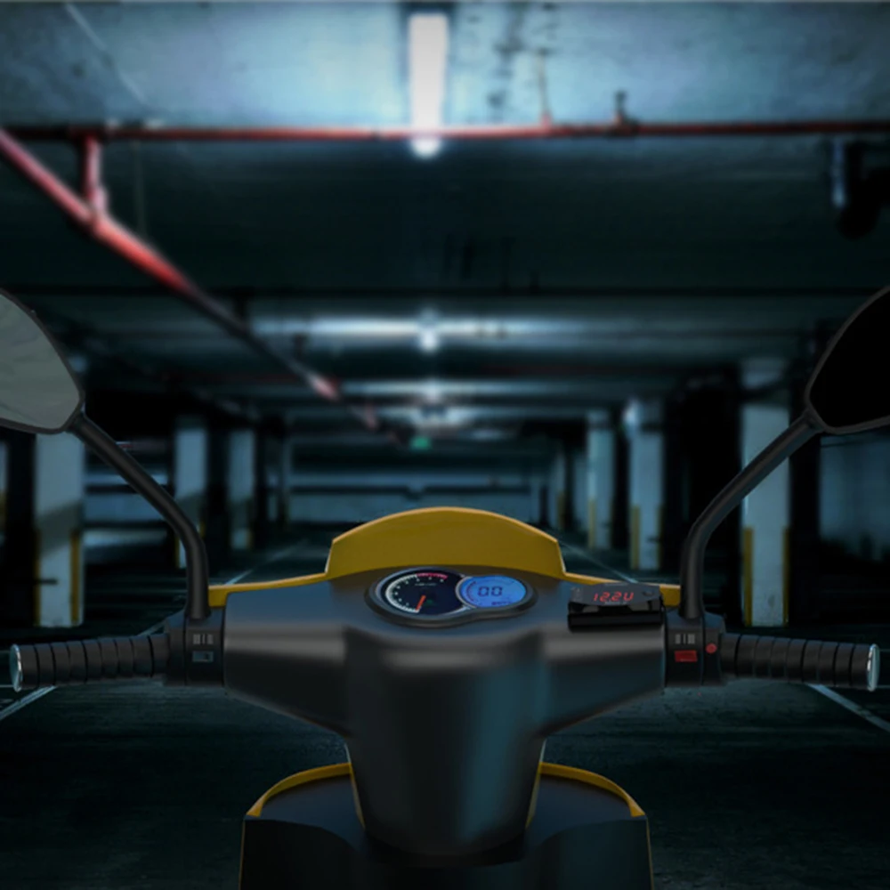 

Waterproof 12V Motorcycle Car LED Display Voltmeter Voltage Monitor Detector Clock Temperature Meter Universal Style