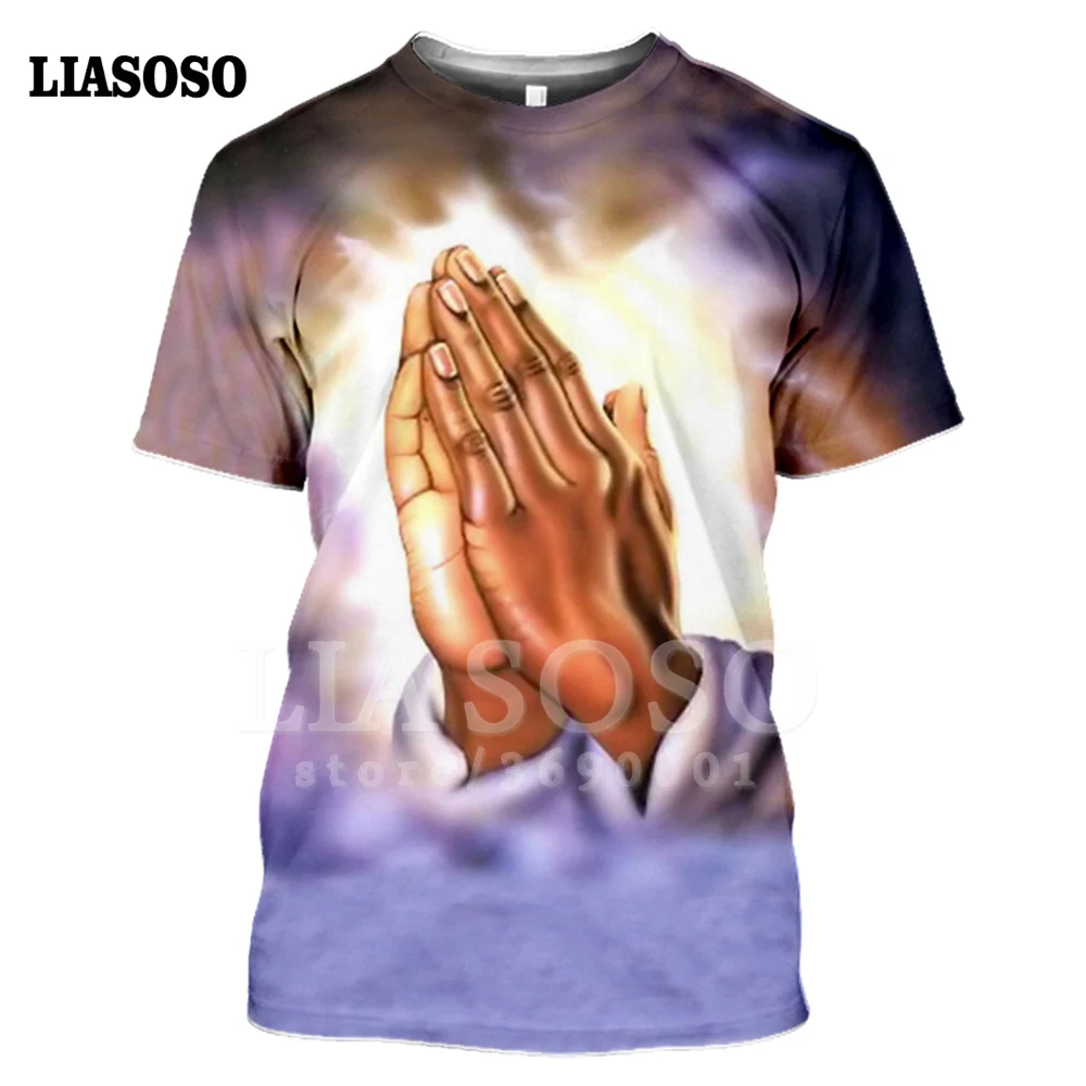 

LIASOSO Church of Jesus God 3D Printing T-shirt Summer Casual Men t shirts Fashion Streetwear Funny Women Pullover Short Sleeve