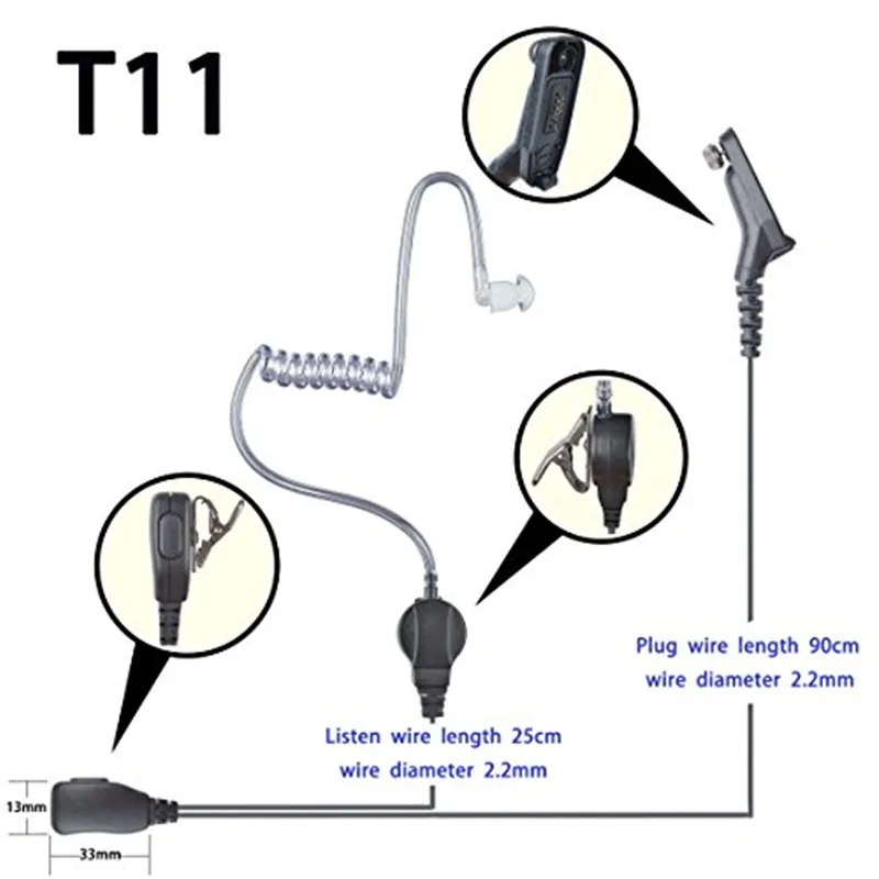 Walkie Talkie 1-wire Surveillance Earpiece Headset For APX4000 APX6000 APX8000 DP4800 XPR6350 XPR6550 Two Way Radio