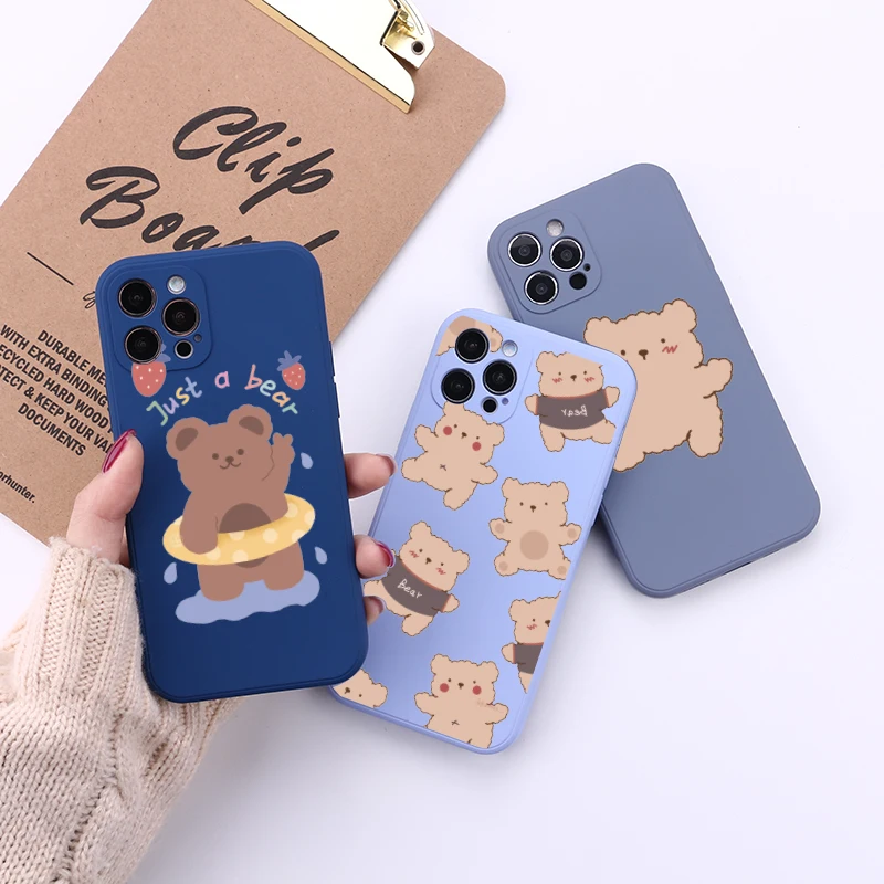 

Cute Bear Cartoon Rabbit Animal Phone Case For iPhone 12 Pro Max 12 Mini 11 Pro XR XS Max X 7 8 Plus Soft TPU Lovely Back Cover