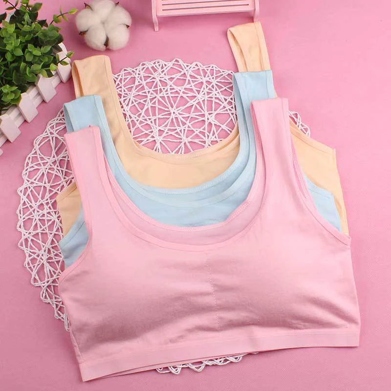 Нижнее белье для девочек хлопковое нижнее школьниц бюстгальтер без стального