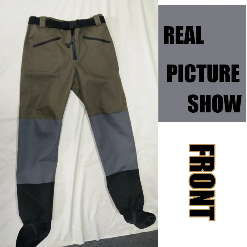 Непромокаемые брюки на талии 3 слойные дышащие рыбацкие сапоги с карманами и