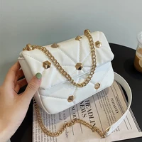 quilted rivets brand flap crossbody messenger bags for women 2021 winter designer chain shoulder bag female handbags purses