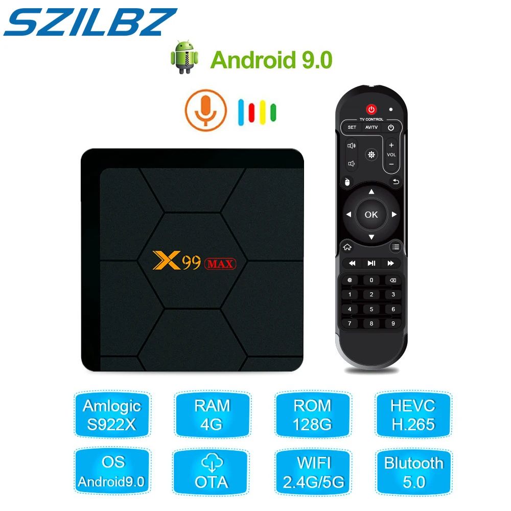 ТВ Приставка Smart TV Android 9 0 Amlogic S922X шестиядерный приставка Netflix 4K медиаплеер 4 Гб DDR4