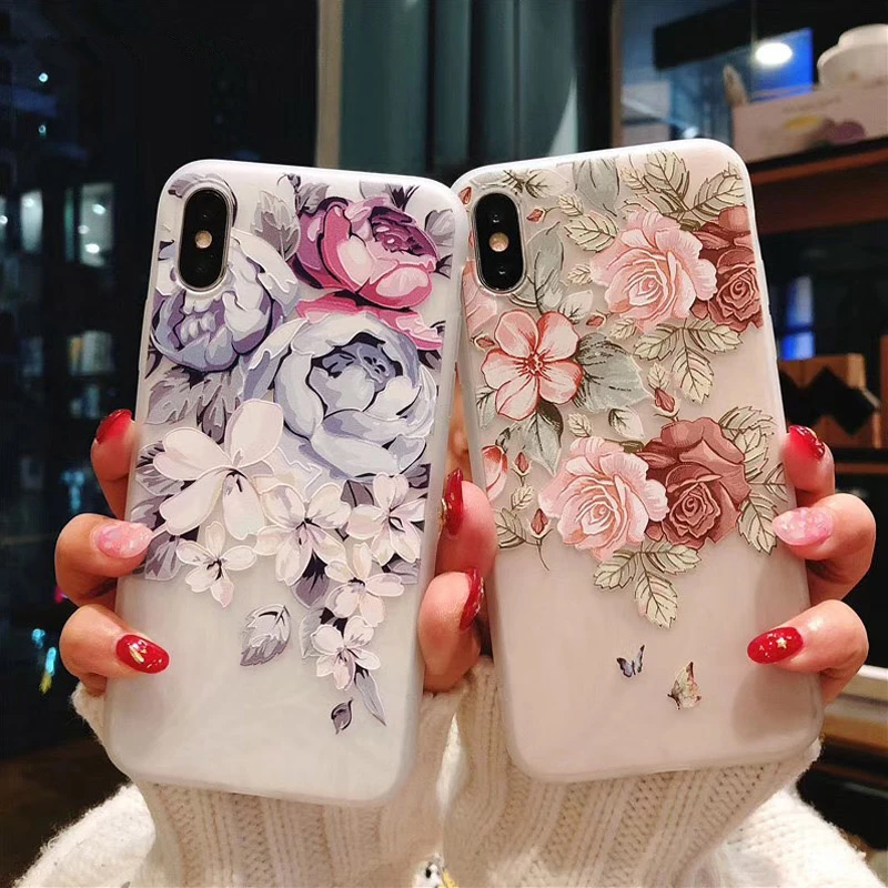 China style Luxury 3D Silicone Case For iPhone 6 7 6S 8 Plus 5S SE X XS MAX XR Shockproof Flower Phone EY438 |