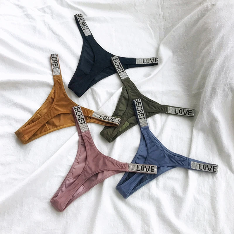 

Sexy Crystal T-back Lady Butt-lift Underwear Panties Rhinestone Female Lingerie Fitness Swimwear Exercise Low-rise Fashion Brief