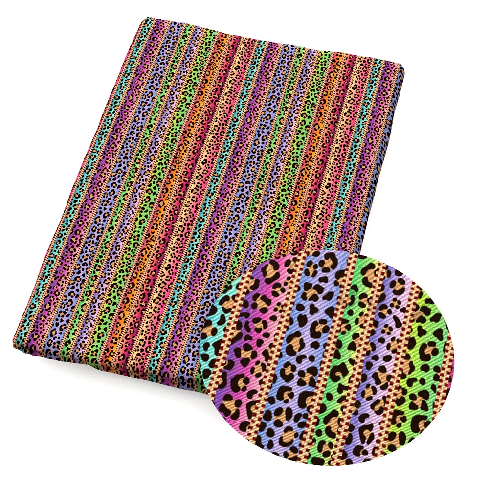 Радужная леопардовая ткань из полиэстера и хлопка для шитья ручной работы