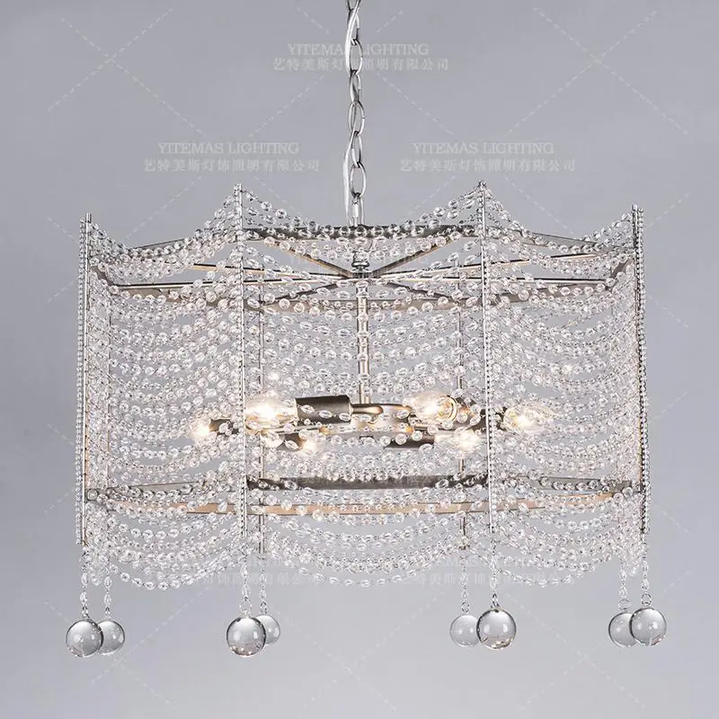 Хрустальная бисером французская Серебряная Люстра подвесная 6 канделябр огни