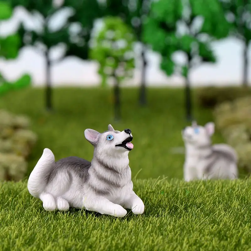 Горячая DIY Dog Волшебные садовые фигурки из Смолы миниатюрный Хаски торт жениха и