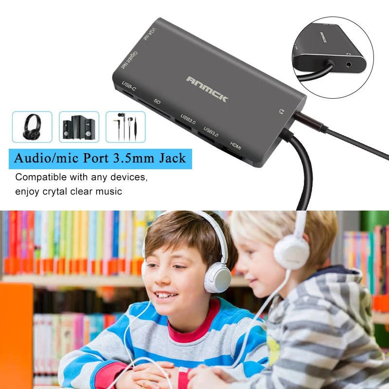 Anmck USB C концентратор USB к Мульти USB 3,0 HDMI VGA RJ45 Thunderbolt 3 OTG адаптер USB разветвитель для MacBook Pro Air Dock type C концентратор