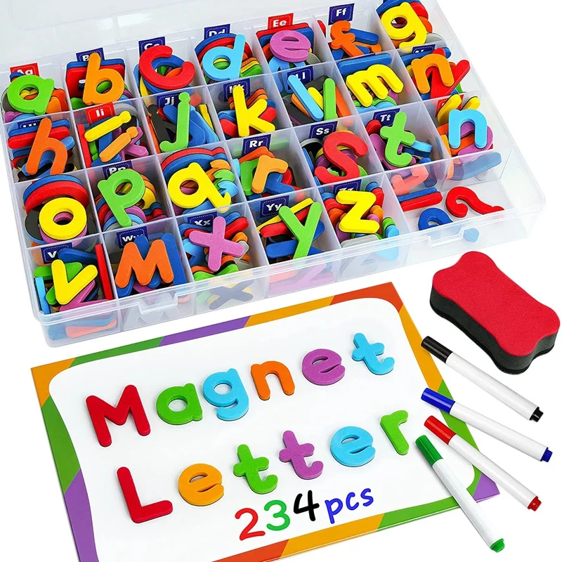 

244 шт., Детские магнитные буквы ABC 123