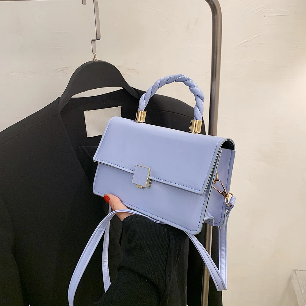 

2021 Fashion Solid Color Messenger Bag Design Casual PU Leather Women Small Shoulder Bags Women's Flap Handbags