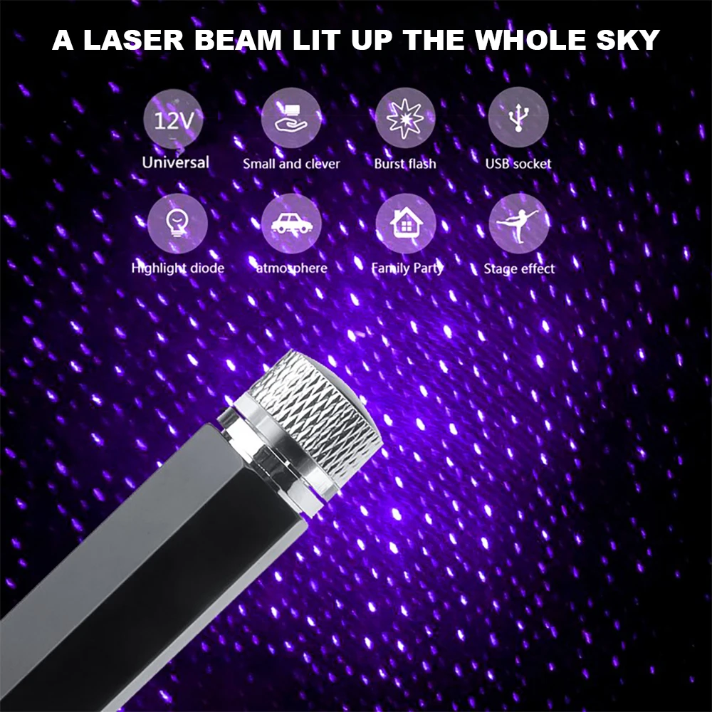 

Led Lights Auto Decorative Lamps Adjustable USB Interior Decor Light Mini Car Roof Star Night Projector Atmosphere Galaxy Lamp