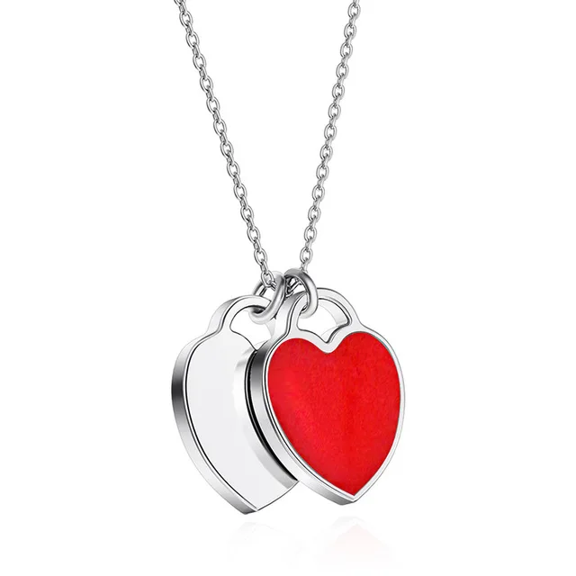 

925 sterling silver jewelry double heart love pendant necklace, fashion jewelry women's neck chain 925