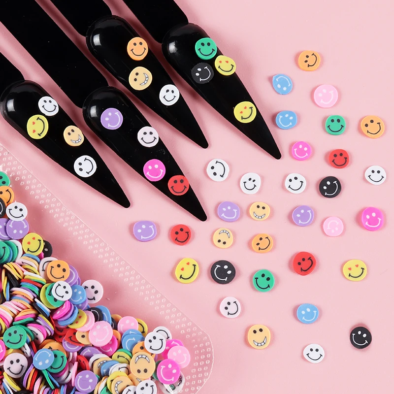 Симпатичные смайлики хлопья для ногтей блестки полимерная глина