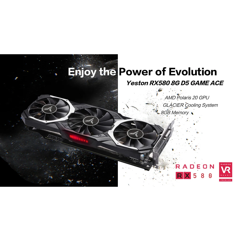 Yeston RX 580 RX580 8G D5 игра ACE PA Видеокарты Radeon Chill Polaris 20 GPU Ледниковая система охлаждения 8 Гб памяти GDDR5 256bit