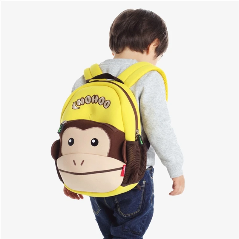 Школьный рюкзак для мальчиков и девочек, с объемным изображением желтой обезьяны