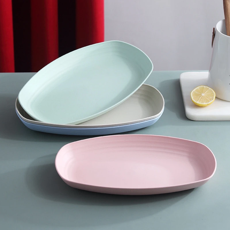 

4-Piece Fish Platter, Wheat Straw Shatterproof Plate, Family Restaurant Kitchen Food Platter