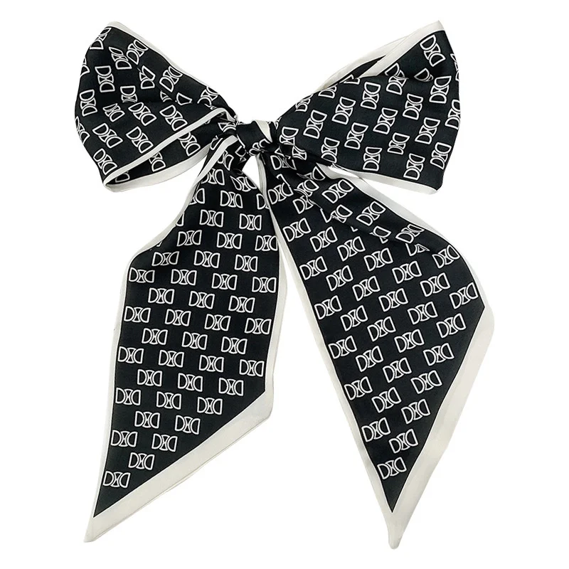 Длинный маленький женский шелковый шарф из саржевой ткани в южнокорейском стиле