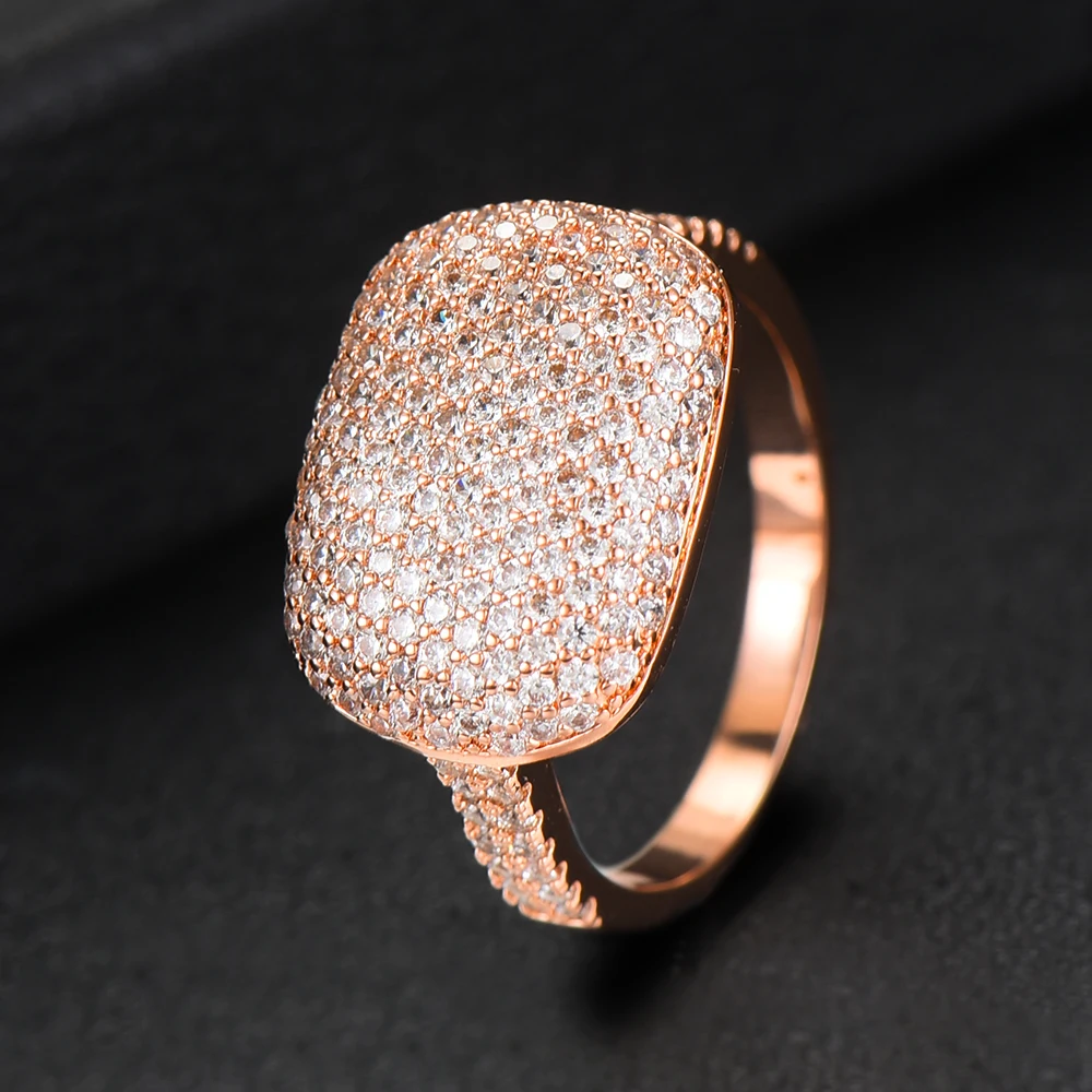 SISCATHY Hot Luxury Geometry Cubic Zirconia Wide Rings Engagement Naija Dubai Bridal Finger For Women Fashion Jewelry | Украшения и