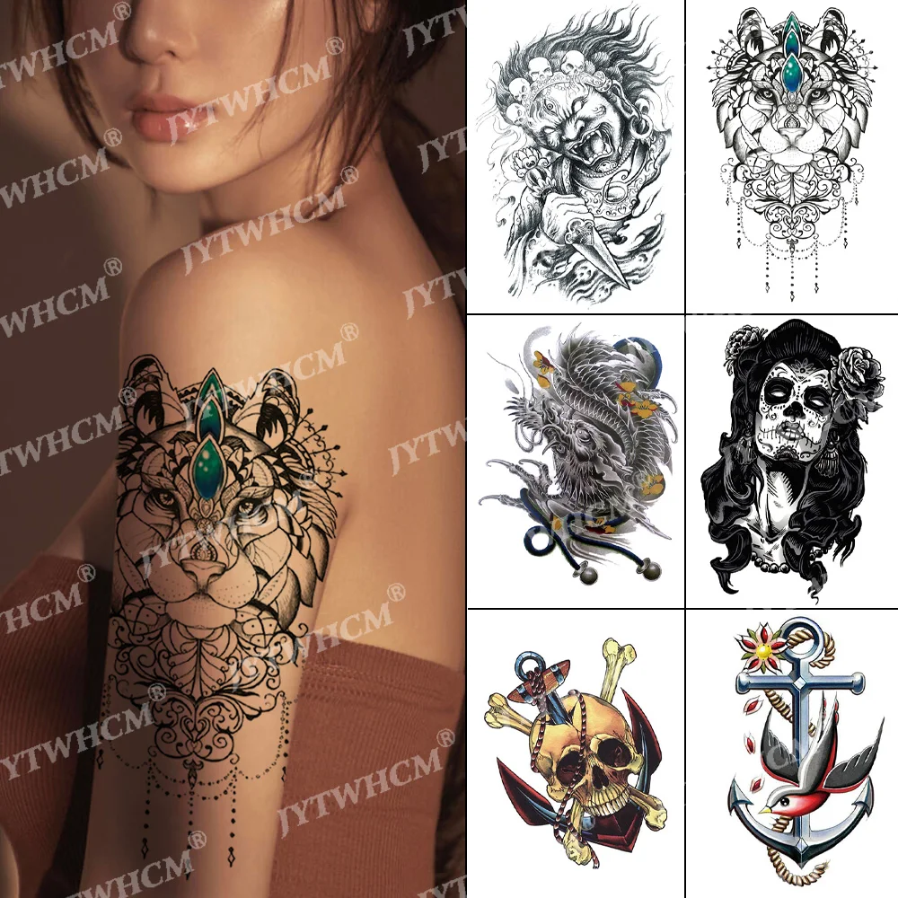 

Jewelry Waterproof Stickers Lion King Temporary Tattoo Edges Crown Pattern Fake Tattoo Flash Tatoo Sleeve Small Body Art for Kid