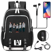 my hero academia schoolbags anime cosplay backpack usb black men women computer travel daypack school bookbag shoulder bags 2021